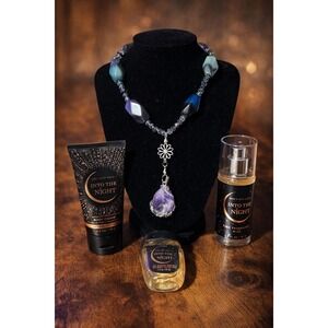 Amethyst Moon Goddess‎ Necklace + Bath & Body Works "Into the Night" Mini Set